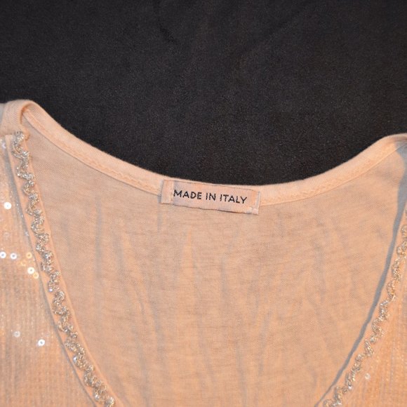 Made in Italy full sequin front nude henley camisole size S - Picture 14 of 15